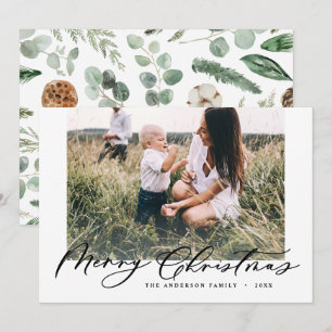 Tarjeta Festiva Navidades de fotografía modernos mínimos guión de