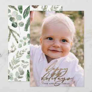 Tarjeta Festiva Navidades de fotografía modernos mínimos guión ele