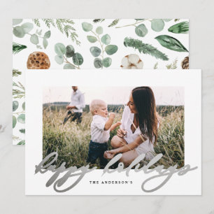 Tarjeta Festiva Navidades de fotografía modernos mínimos guión ele