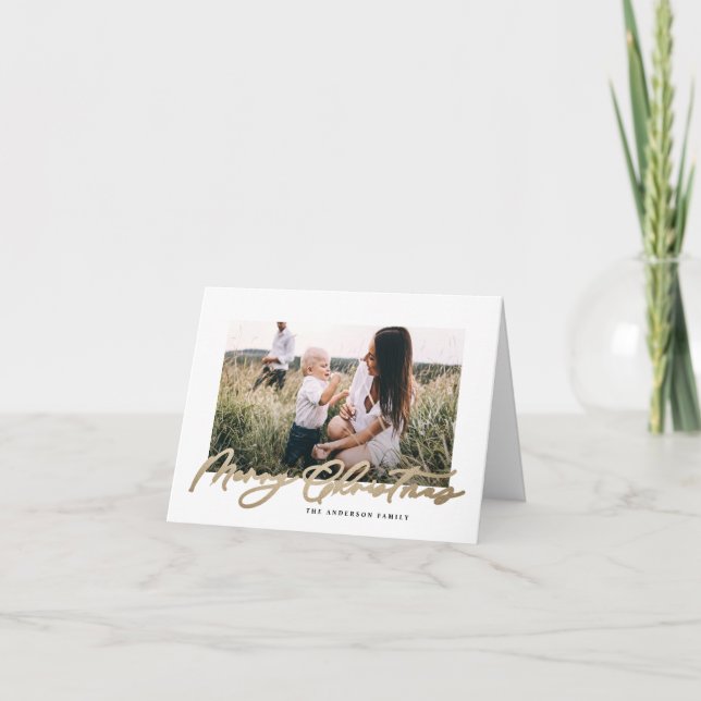 Tarjeta Festiva Navidades de fotografía modernos mínimos guión ele (Anverso)