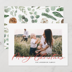 Tarjeta Festiva Navidades de fotografía modernos mínimos guión ele