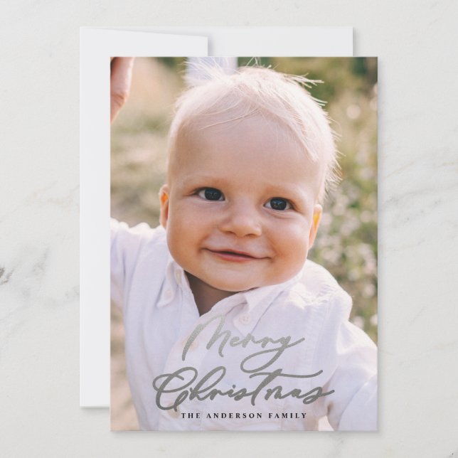 Tarjeta Festiva Navidades de fotografía modernos mínimos guión ele (Anverso)