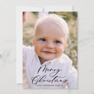 Tarjeta Festiva Navidades de fotografía modernos mínimos guión ele