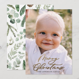 Tarjeta Festiva Navidades de fotografía modernos mínimos guión ele