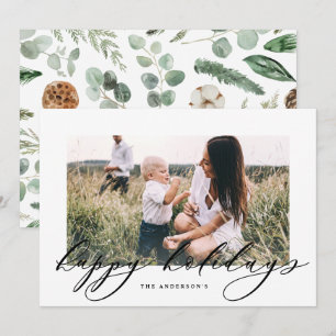 Tarjeta Festiva Navidades de fotografía modernos mínimos guión ele