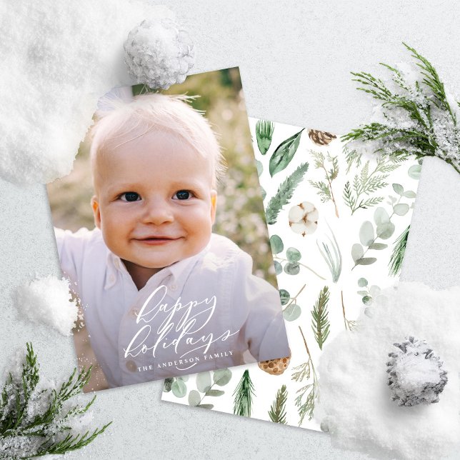 Tarjeta Festiva Navidades de fotografía modernos mínimos guión ele (Subido por el creador)