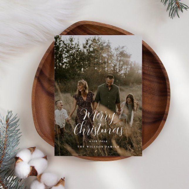 Tarjeta Festiva Navidades de fotografía modernos mínimos guión ele (Subido por el creador)