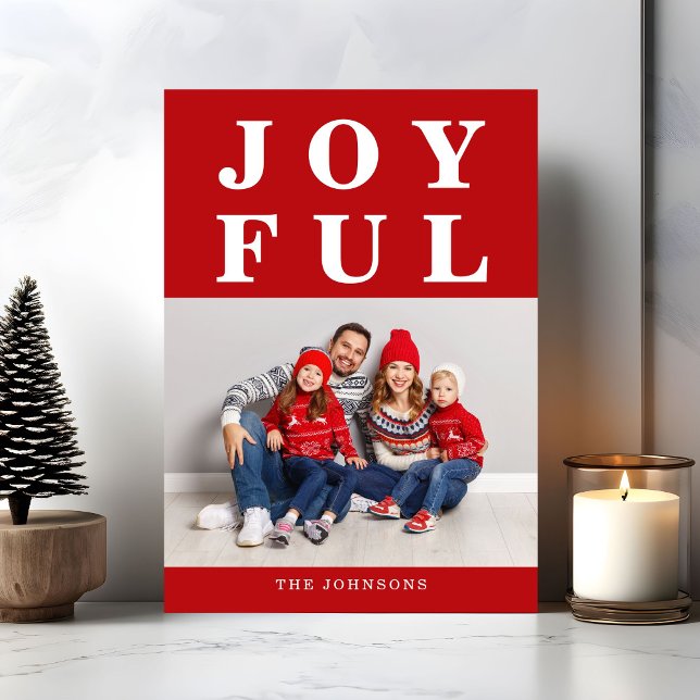 Tarjeta Festiva Navidades de fotografía modernos y alegres (Modern Joyful Photo Christmas Holiday Card)