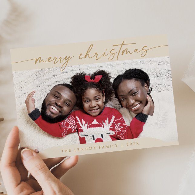 Tarjeta Festiva Navidades de fotografía modernos y fáciles de Boho (Subido por el creador)
