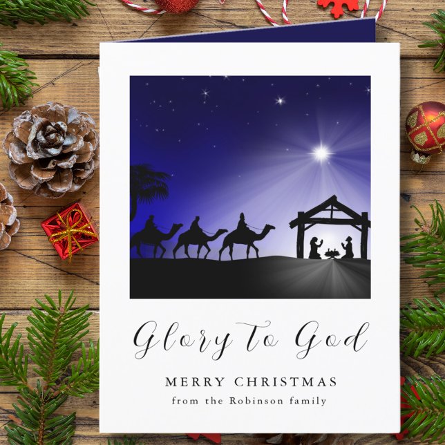 Tarjeta Festiva Navidades de fotografía Natividad Gloria a Dios Cr (Subido por el creador)