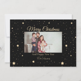 Tarjeta Festiva Navidades de fotografía nocturna Black and Gold St