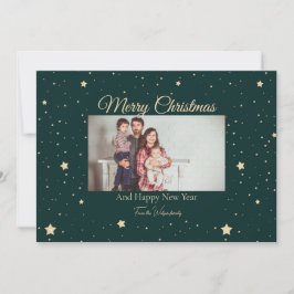 Tarjeta Festiva Navidades de fotografía nocturna Green and Gold St