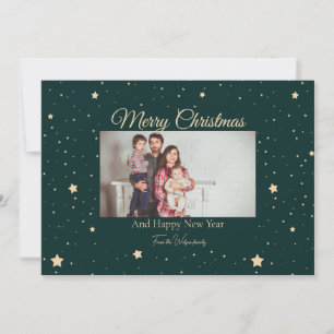 Tarjeta Festiva Navidades de fotografía nocturna Green and Gold St