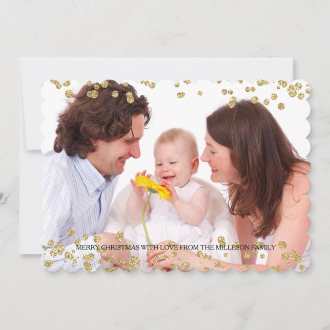 Tarjeta Festiva Navidades de fotografía personalizados con puntos  (Anverso)
