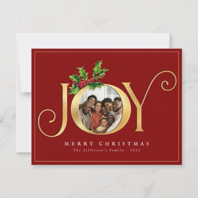 Tarjeta Festiva Navidades de fotografía Personalizados de la Alegr (Anverso)
