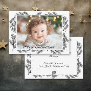 Tarjeta Festiva Navidades de fotografía personalizados de ramas de