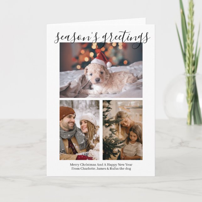 Tarjeta Festiva Navidades de fotografía personalizados de saludos  (Anverso)