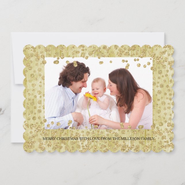 Tarjeta Festiva Navidades de fotografía personalizados Purpurinas  (Anverso)