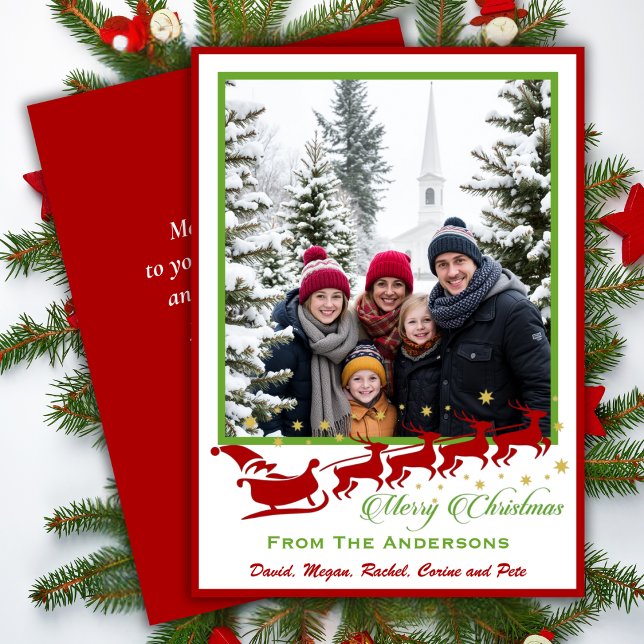 Tarjeta Festiva Navidades de fotografía Personalizados Retro Class (Retro Classic Mid-Century Custom Photo Christmas Holiday Card)