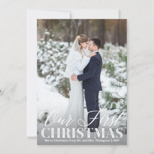Tarjeta Festiva Navidades de fotografía recién casados celebran nu