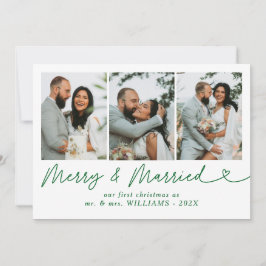 Tarjeta Festiva Navidades de fotografía recién casados de Bow Merr