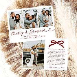 Tarjeta Festiva Navidades de fotografía recién casados de Bow Merr