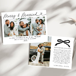 Tarjeta Festiva Navidades de fotografía recién casados de Bow Merr