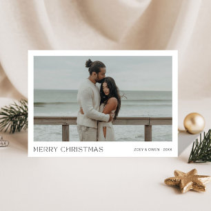 Tarjeta Festiva Navidades de fotografía recién casados en la costa