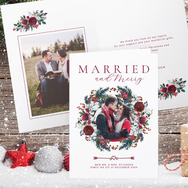 Tarjeta Festiva Navidades de fotografía recién casados y con moras (Subido por el creador)