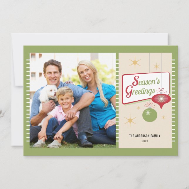 Tarjeta Festiva Navidades de fotografía retro de saludos de tempor (Anverso)