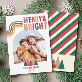 Tarjeta Festiva Navidades de fotografía Retro Merry y Bright Arch