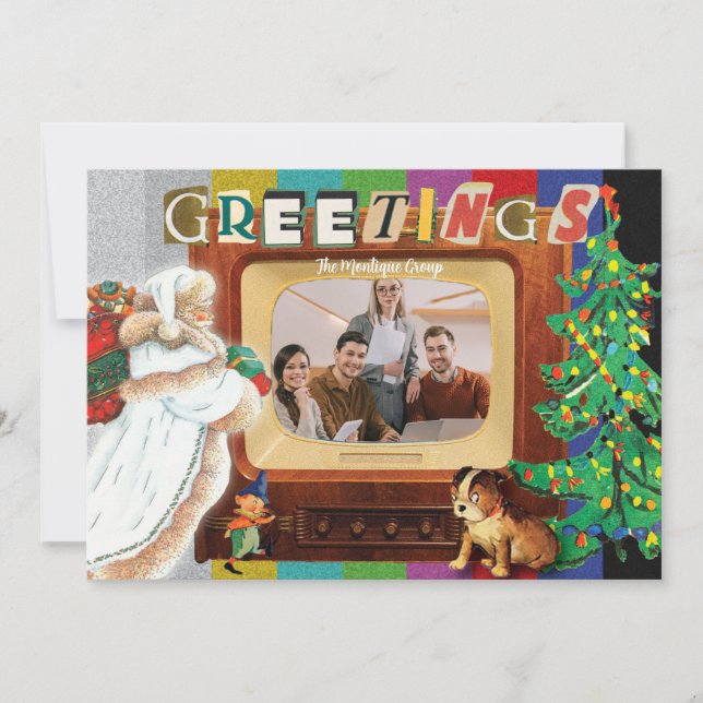 Tarjeta Festiva Navidades de fotografía retro moderno de vacacione (Anverso)