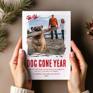 Tarjeta Festiva Navidades de fotografía roja del año pasado del pe