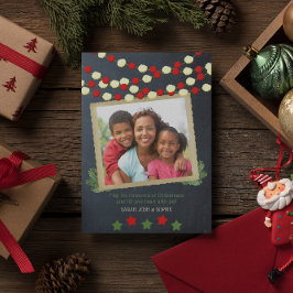 Tarjeta Festiva Navidades de fotografía rústicos de Cranberry y Po