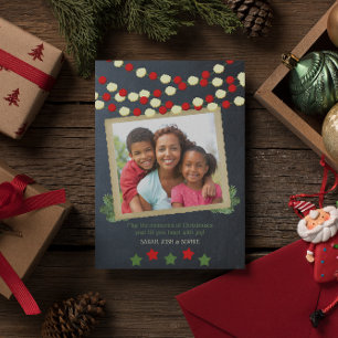 Tarjeta Festiva Navidades de fotografía rústicos de Cranberry y Po