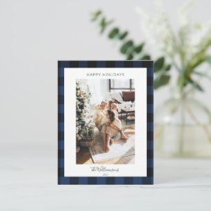 Tarjeta Festiva Navidades de fotografía rústicos de la Marina Azul
