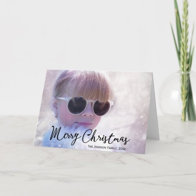 Tarjeta Festiva Navidades de fotografía saludando (Anverso)