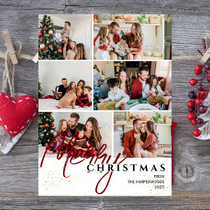 Tarjeta Festiva Navidades de fotografía Sencillo y Elegante Script