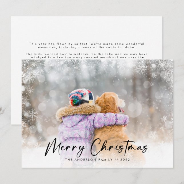 Tarjeta Festiva Navidades de fotografía superpuesta por Snowflake (Anverso / Reverso)