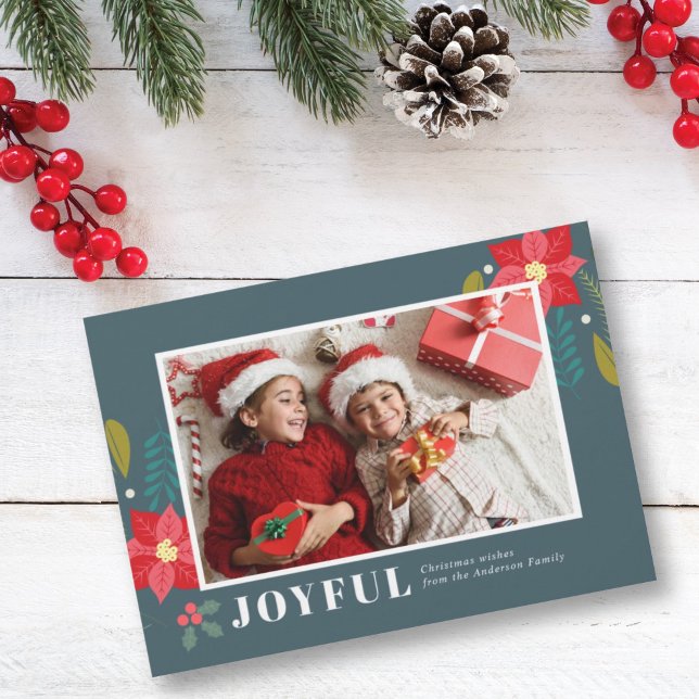 Tarjeta Festiva Navidades de fotografía verde de clúster floral de (Subido por el creador)