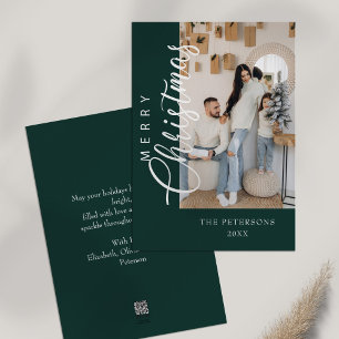 Tarjeta Festiva Navidades de fotografía verde de la esmeralda mode