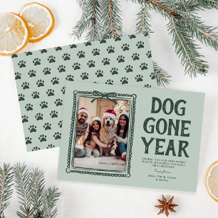 Tarjeta Festiva Navidades de fotografía verde Dog Gone Gone Year