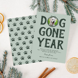 Tarjeta Festiva Navidades de fotografía verde Dog Gone Gone Year