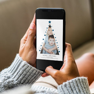 Tarjeta Festiva Navidades De Fotografías De Árbol Y Estrella Perso