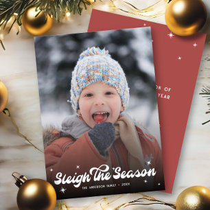 Tarjeta Festiva Navidades De Fotografías De Temporada Cute Retro S