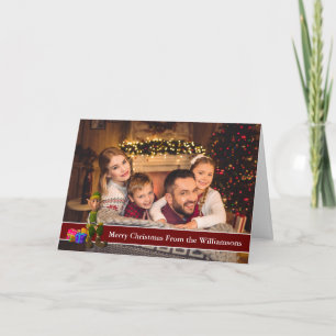 Tarjeta Festiva Navidades de fotos completos Elf con banda de text