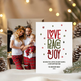 Tarjeta Festiva Navidades de fotos de amor moderno, paz y alegría 