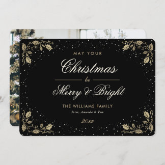 Tarjeta Festiva Navidades de fotos de Black Merry and Bright Snow