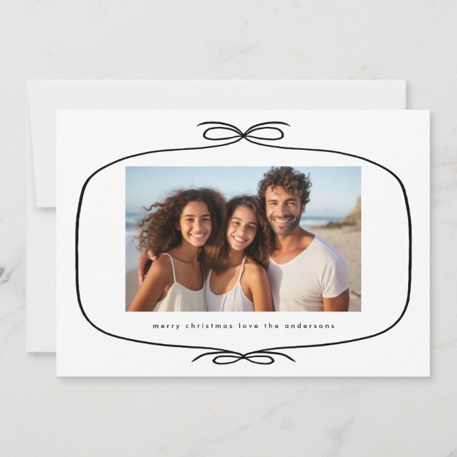 Tarjeta Festiva Navidades de fotos de cinta simple y moderna (Anverso)