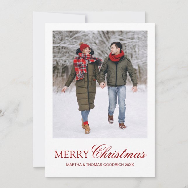 Tarjeta Festiva Navidades de fotos de cuadros blancos con guiones  (Anverso)